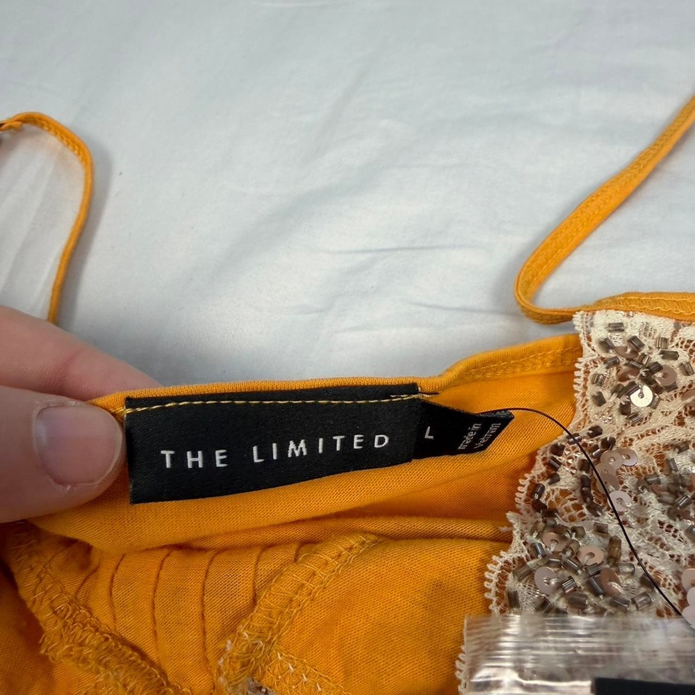 Deadstock NWT y2k The Limited orange beaded fairy babydoll tank top - Picture 4 of 5
